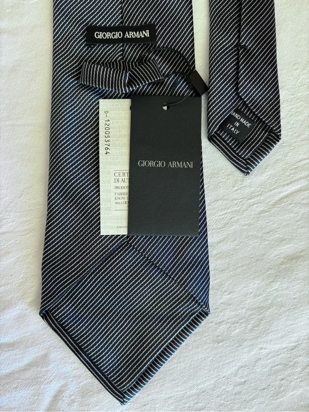 Vintage Giorgio Armani Black Label Silk Tie CRAVATTE Italy Diagonal Stripe NWT